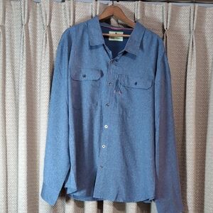 NWT Men's Size 3X Lake And Trail Blue Sleeve Shirt Fishing Stretch Performance